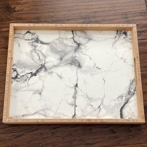 NWOT faux marble and wood tray